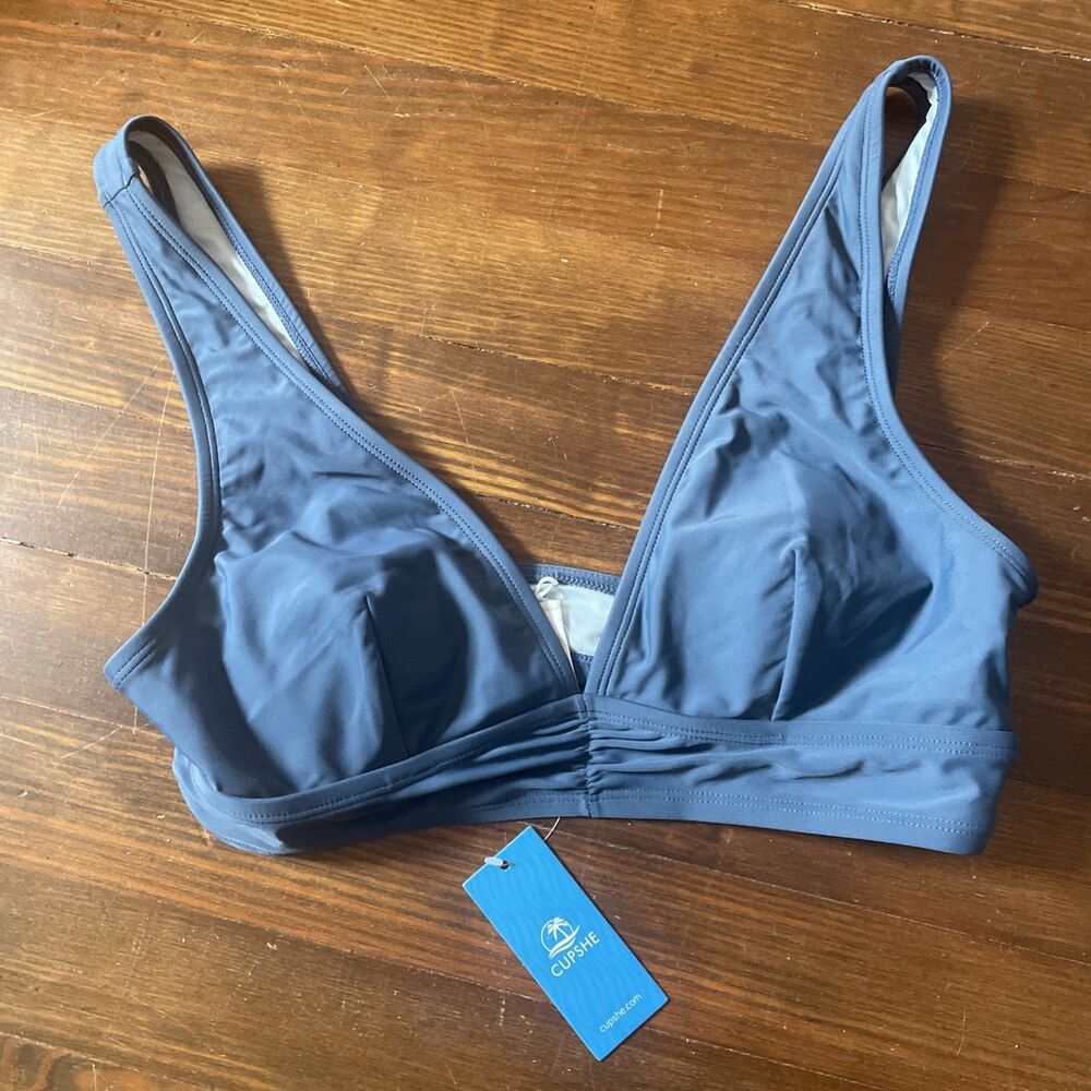 Cupshe Womens Blue Bralette Bikini Top Sze M Navy Swimwear NWT 2407